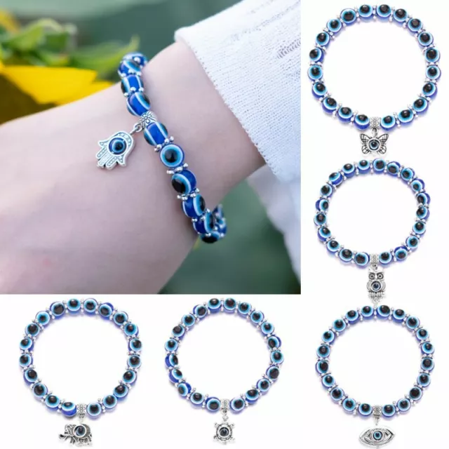 Turkish Hamsa Bead Protection Good Luck Bracelet Blue Evil Eye Jewellery Gifts