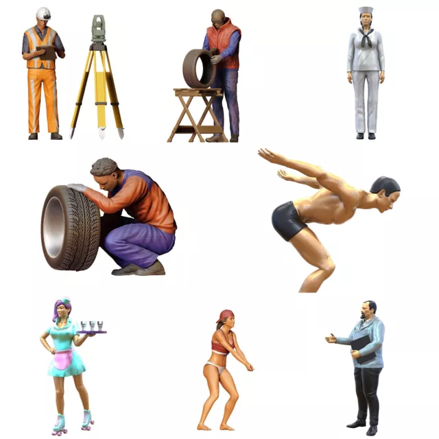 Figuren 1:18 (10,2cm) Miniaturen unbemalt 1/18 Diorama Modellbau 3D Druck