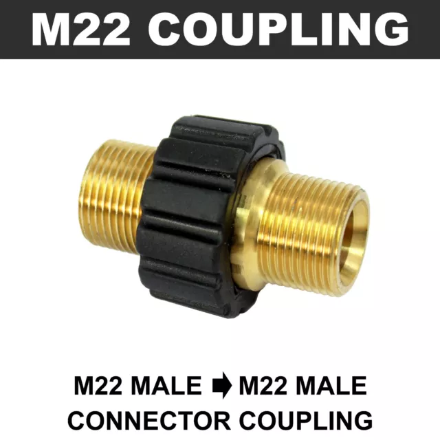 KARCHER M22 Male to M22 Male Grip Coupling Connector BRASS Pressure Washer Hose