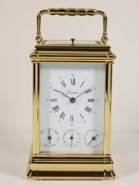 L #39 EPEE FRENCH CALENDAR CARRIAGE CLOCK strike repeater alarm GORGE CASE