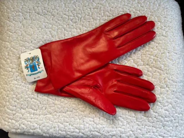 Portolano Cashmere-Lined Napa Leather Gloves - Red Size 7