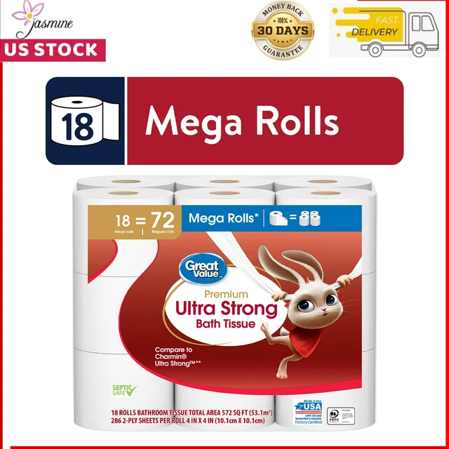 GREAT VALUE ULTRA Strong Toilet Paper, 18 Mega Rolls 21.25 PicClick