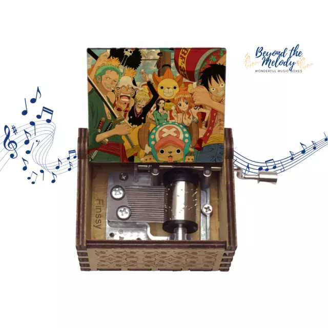 One Piece "We Are" Theme Song Hand Crank Wooden Engraved Music Box