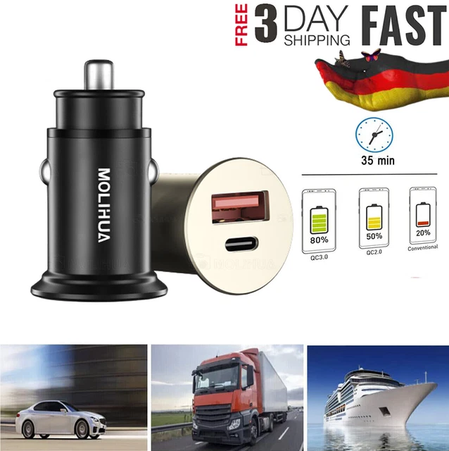 Kfz Schnellladegerät Ladegerät 20W Ladeadapter USB Typ C PD QC 3.0 12V Adapter