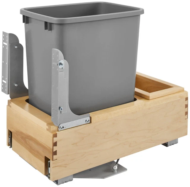 Rev-A-Shelf 4WCBM-15DM-1 4WCBM Bottom Mount Single Bin Trash Can - Silver