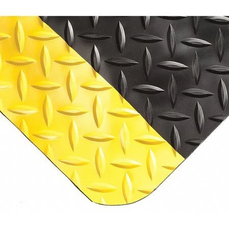 WEARWELL 495 Antifatigue Runner, Black/Yellow, 2 ft. W x 12 ft. L, 9/16" Thick,