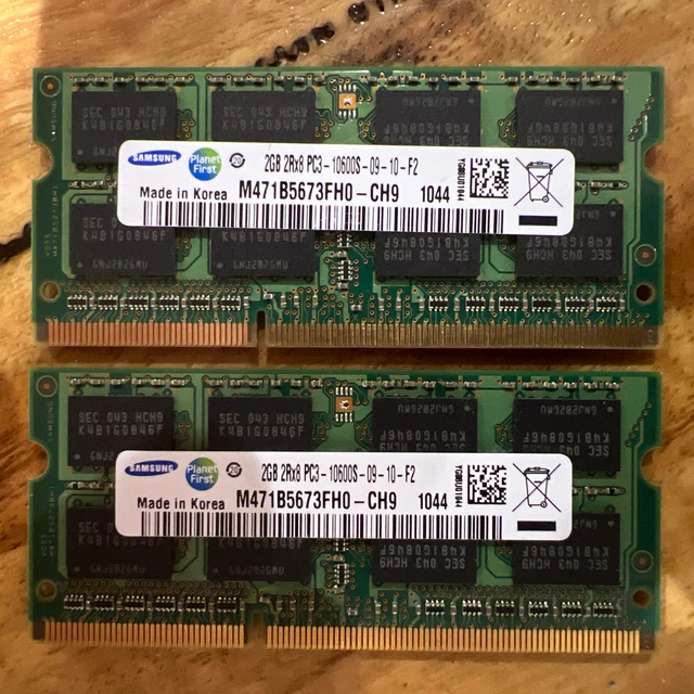 2 X Samsung 2GB 2Rx8 PC3-10600S-09-10-F2 RAM M471B5673EHI - CH9