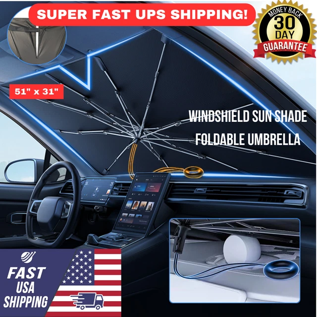 51" Car Windshield Sun Shade Foldable Umbrella Front Window Cover Visor Umbrella