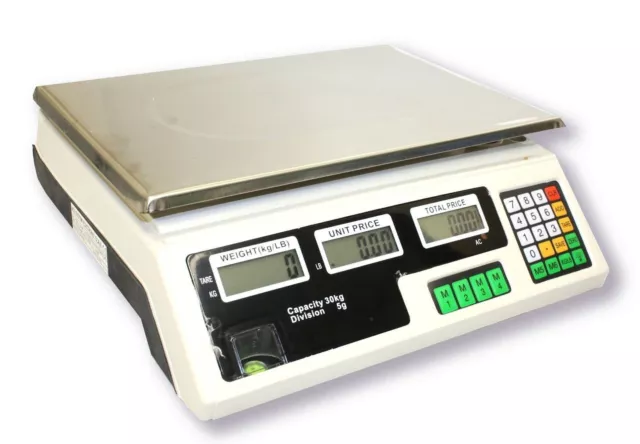 66LB 30KG Digital Price Deli Food Meat Computing Counter Scale Dual Side Display