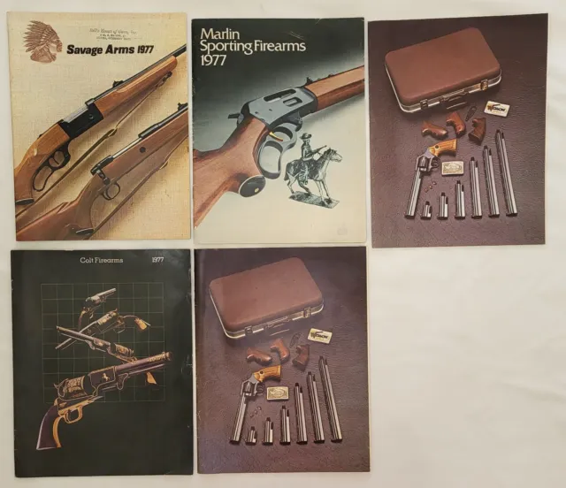 Lot Of (5) Gun Catalogs 1977 Colt Savage Marlin & Wesson