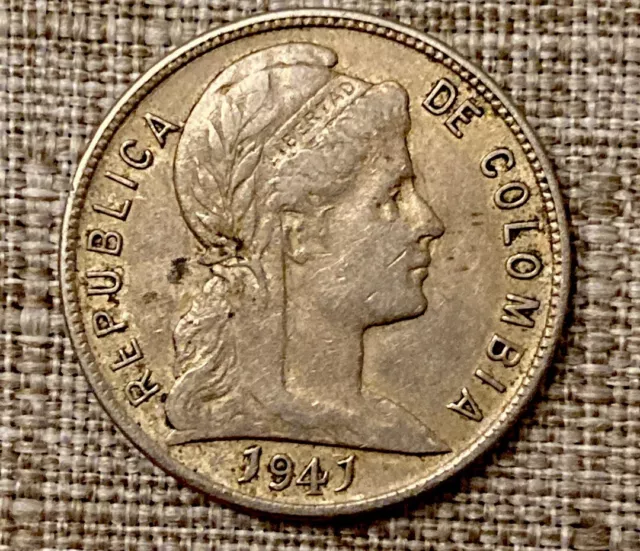 1941 Colombia 5 Centavos KM# 199 Copper Nickel W-4g  Condition Coin BN Color,
