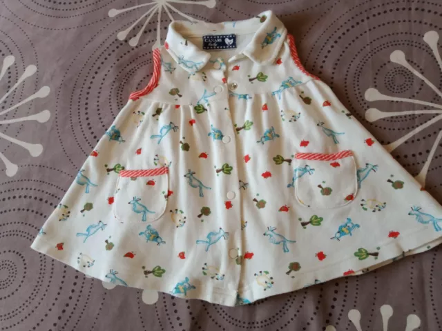 Robe Bébé Fille, Blanche Avec Motifs, Marque Canari, Taille 3 Mois, Bon état.