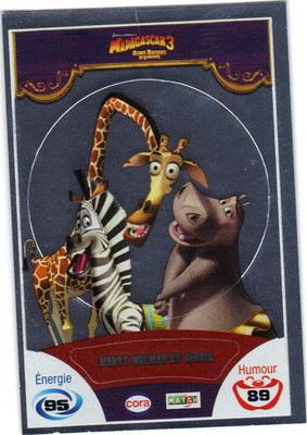 MELMAN MARTY GLORIA ET ALEX A7068 Carte CORA Dreamworks 2012 n° 90/90 