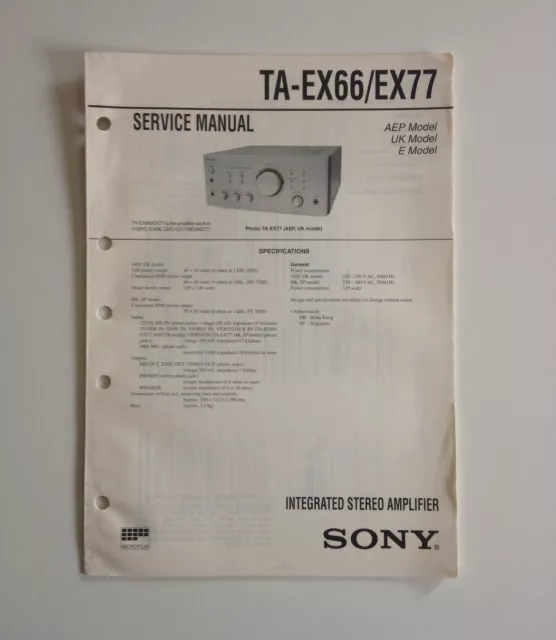 Schema SONY - Service Manual Integrated Stereo Amplifier TA-EX66 TA-EX77