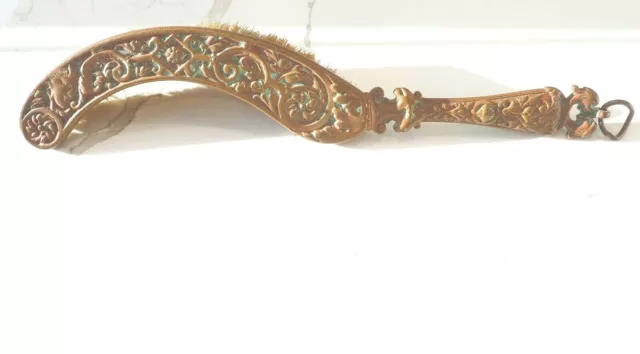 Antique Ornate Curved Lint Brush  Solid Feel Brass or Bronze?