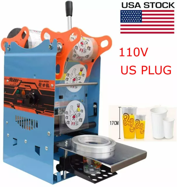 110V Electric Cup Sealer Manual Drink Tea Cup Sealing Machine 500 Cups/h US PLUG