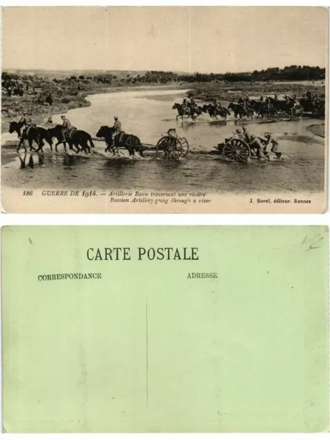 CPA AK 1914 War Russian Artillery Crossing a River RUSSIA (374184)