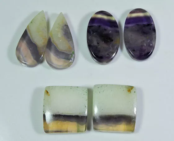 19-27 MM Natural Fluorite Multi Colour Matched Pair Mix Gemstone 3 Pair Lot