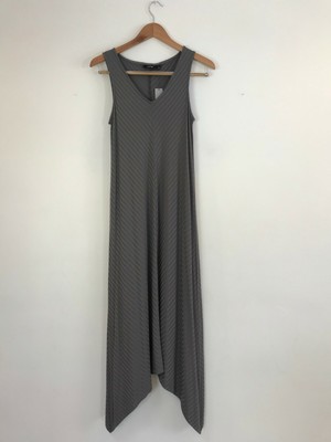 Apt 9 Womens Dress Medium Maxi Gray Sleeveless V Neck Ribbed Stretch Full Length