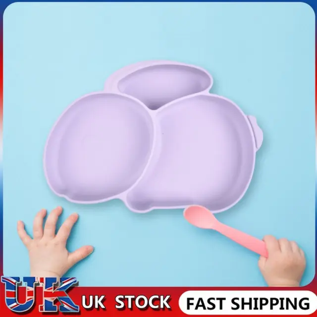 ❀ Cartoon Children Dishes Cute Silicone Baby Feeding Dishes Baby Cutlery (Purple