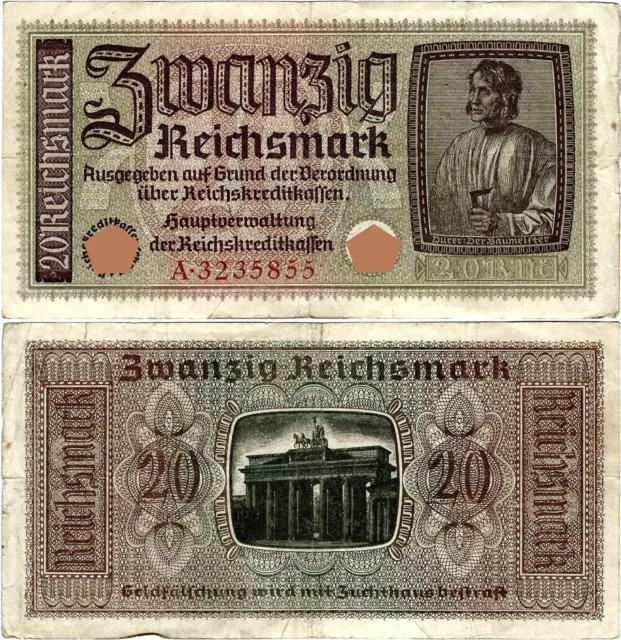 Banknote 20 Reichsmark ND (1940-1945) Reichskreditkasse ZWK-5a Ro.554a P-R139