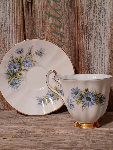 Vintage Royal Adderley England Cup & Saucer Blue Flowers Ridgway Potteries