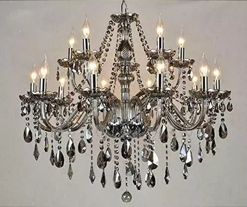 Crystal Chandelier Modern Ceiling Lighting Smoke Grey Island Pendant Fixture