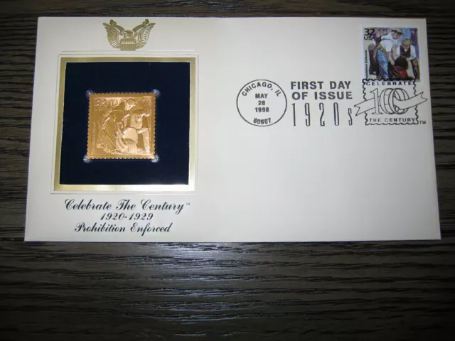 Prohibition Enforced 1998 1920s Celebrate FDC Gold Golden Cover replica Stamp