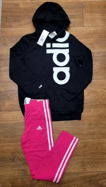 Adidas Girls Tracksuit Hoody & Leggings Junior Girls Kids