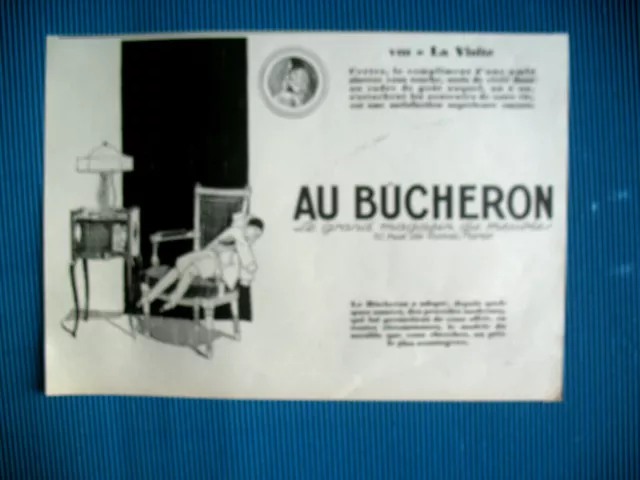 PUBLICITE DE PRESSE AU BUCHERON MAGASIN MOBILIER ILLUSTRATION RENé VINCENT 1926