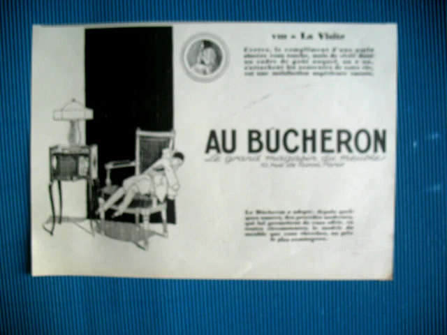 PUBLICITE DE PRESSE AU BUCHERON MAGASIN MOBILIER ILLUSTRATION RENé VINCENT 1926