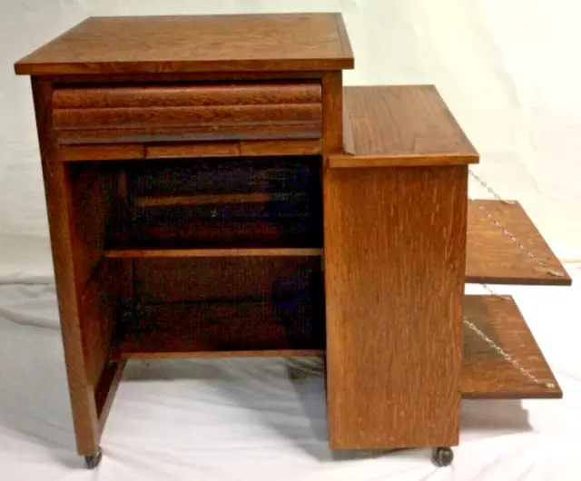 Wooden Desk On Wheels Calcutta Tea Brass Handles 3 Drawers Antique 74 x 83cm