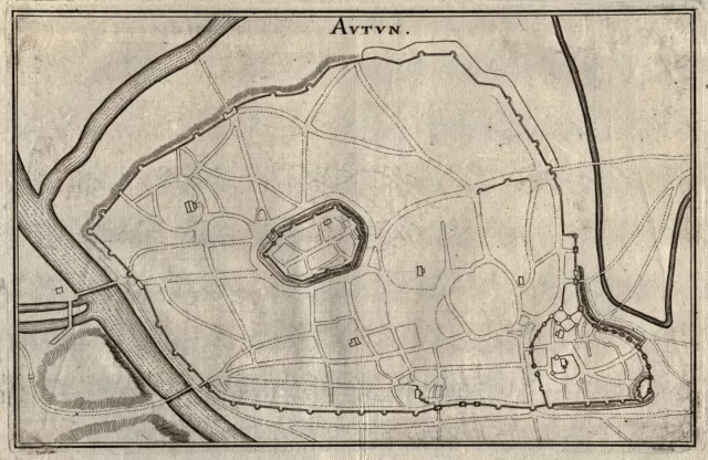 Autun Burgund Original Kupferstich Merian 1656