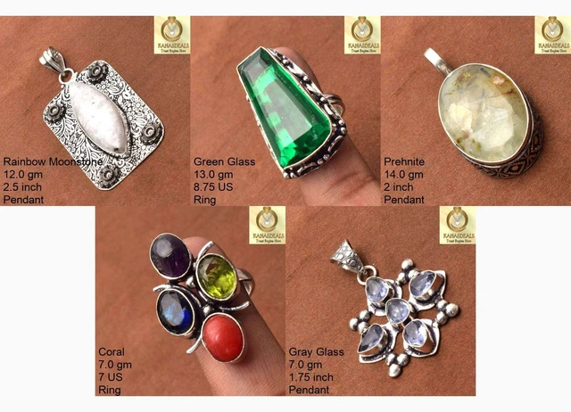 Black Friday Deals Rainbow Moonstone 5pc Combo Pendant Ring Jewelry CMB-59331_35