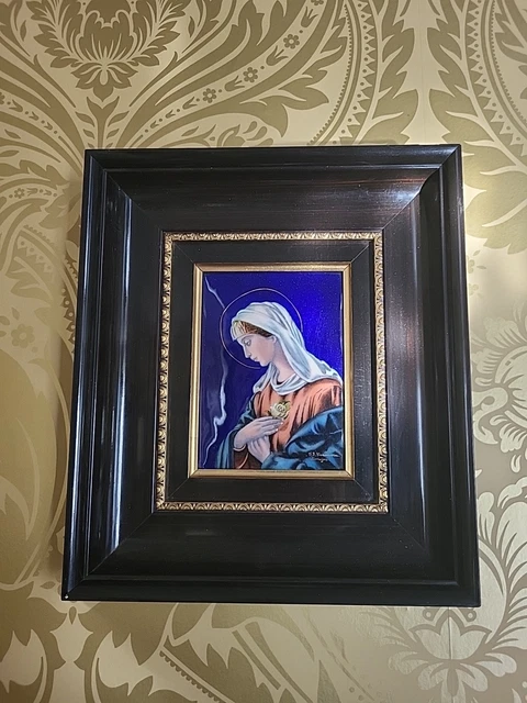 ANCIEN TABLEAU AVEC affiche saint Antoine avec l'enfant cadre en bois