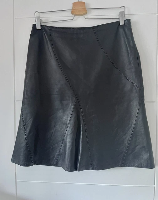 Vintage 100% Leather Skirt A-line UK12-14