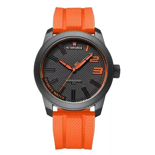 Men's Luxury Sports Style Fashion Watch Waterproof Quartz Silicone Strap ORANGE