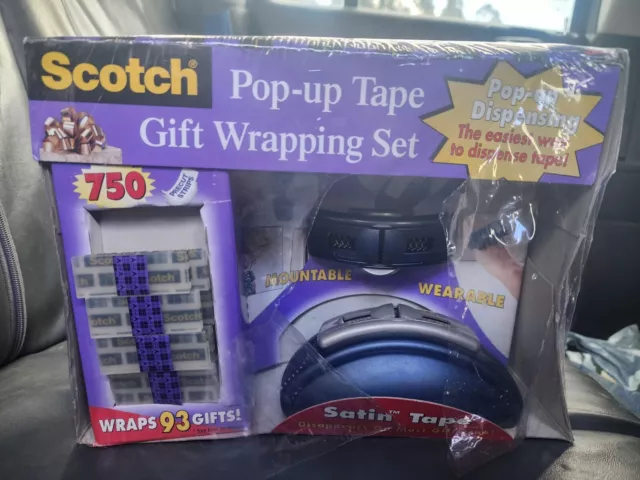 Vtg Scotch Pop-Up Tape Gift Wrapping Set, Discontinued, satin Pre cut Strips.