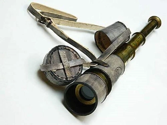 Antique Telescope Kelvin & Hughes Spyglass W/ Leather Case