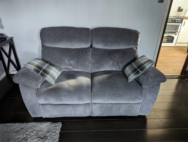 Reclining 2 Seater Sofa and Footstool with storage In Grey from SCS