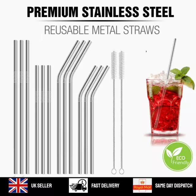 Reusable Stainless Steel Metal Straws with Case - Drinking Straws for 30 oz