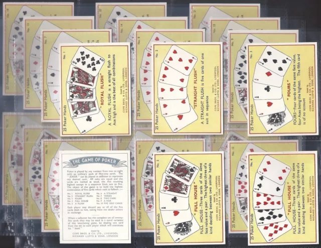 Cope Copes-Full Set- The Game Of Poker 1936 (L25 Cards) Excellent