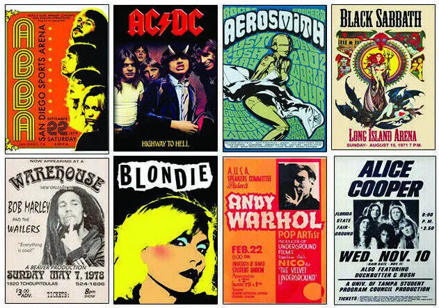 Music Posters Classic Heavy Metal Rock Blues Jazz Pop A4A3 Vintage Retro AD Gift