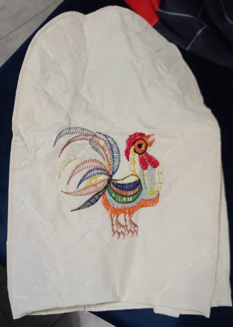 VTG Dora May Kitchen Appliance Cover ROOSTER Embroidered Boho Retro Mid Century