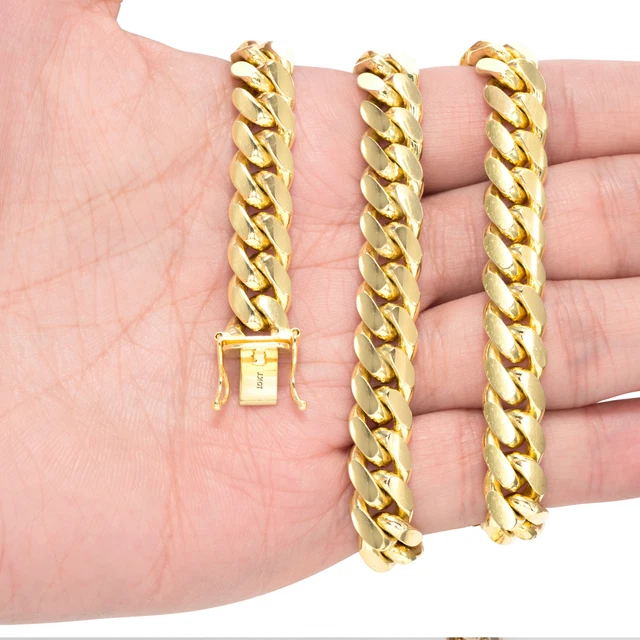 10K Yellow Gold Solid 2.7mm-10mm Miami Cuban Link Chain Necklace Bracelet 7"-30"
