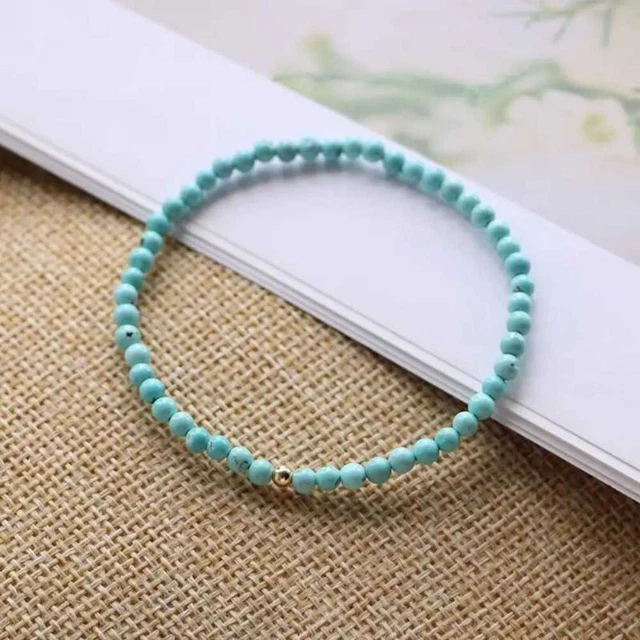 4mm Lucky Natural Turquoise Beads Cuff Bracelet Bohemia Elegant Energy Christmas