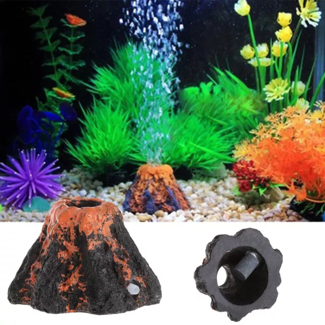 Fish Tank Volcano Shape Bubbler Aquarium Ornament Bubble Decor w/ Air Stone Prop