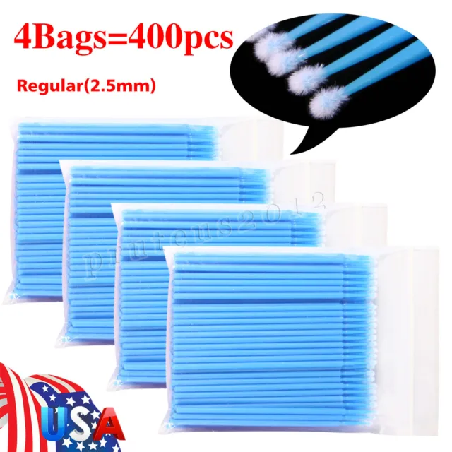 400 Pcs Dental Micro Brush Disposable Materials Tooth Applicators 2.5mm blue