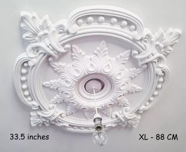 85CM LARGE Ceiling Rose Beautiful White Ornate Home Decor Medallion HUGE CR7-XL