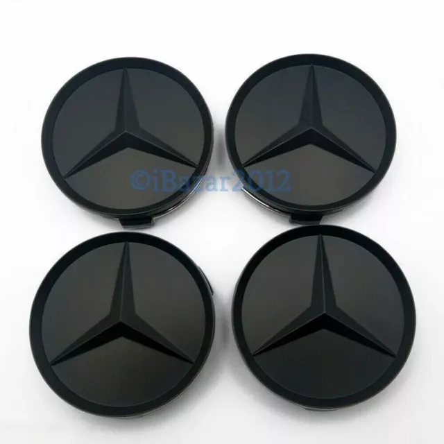 Nuevo Set De 4 Tapa Bujes Llantas Negro Mate  Mercedes Amg 75Mm Centros Rueda